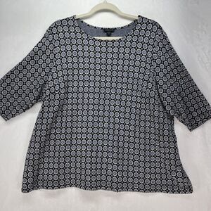 J Jill Wearever‎ Collection 3/4 Sleeve Top Womens Sz 3x XXXL Geometric
